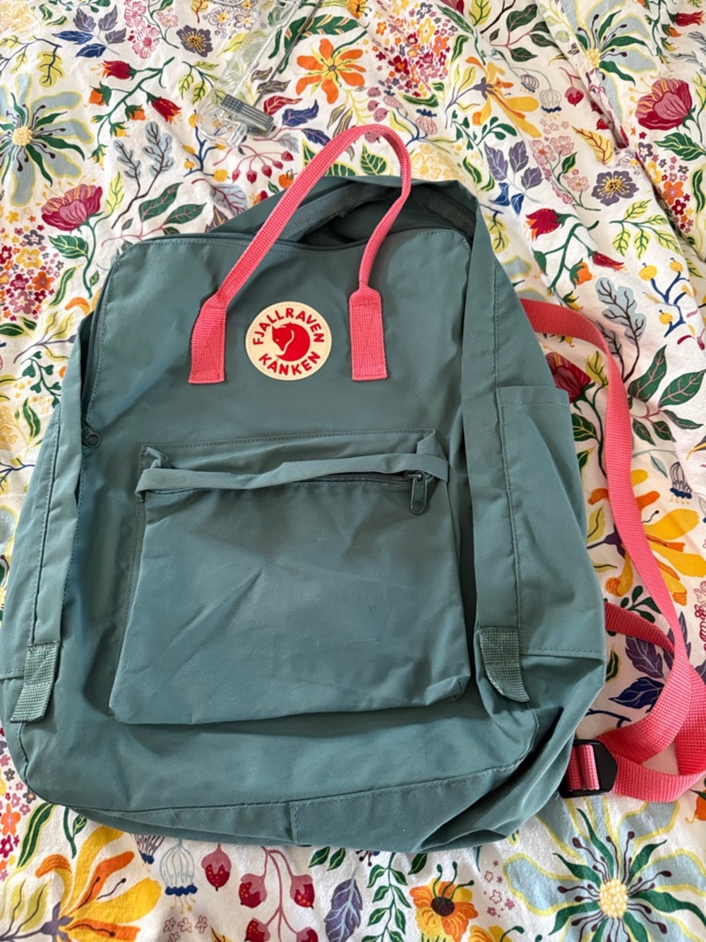 Fjallraven Kanken Backpack Teal with Pink Accents